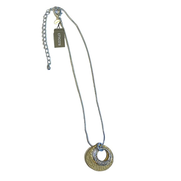 Chico's Shakira Gold Silver Toned Pendant Necklace NWT - Picture 6 of 8